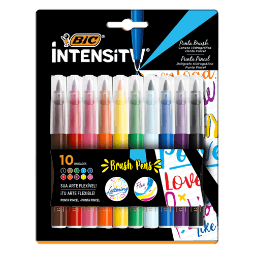 Kit Caneta Hidrográfica Bic Intensity Pincel com 10 Cores