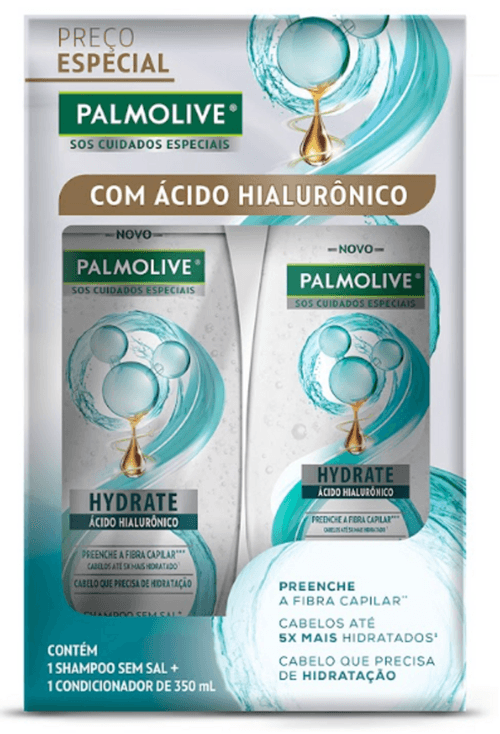 Kit Shampoo + Condicionador com Ácido Hialurônico Palmolive SOS Cuidados Especiais Hydrate 350ml Cada Preço Especial