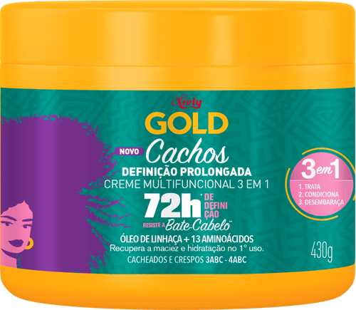 Creme Multifuncional 3 em 1 Niely Gold Cachos Definição Prolongada Pote 430g