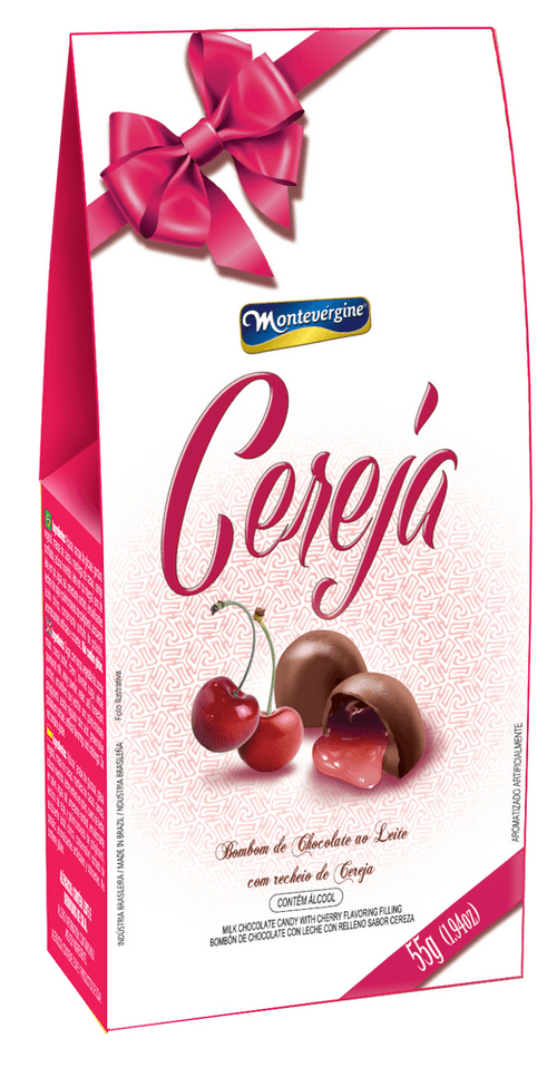 Caixa de Bombom de Chocolate ao Leite com Recheio de Cereja Montevérgine 55g