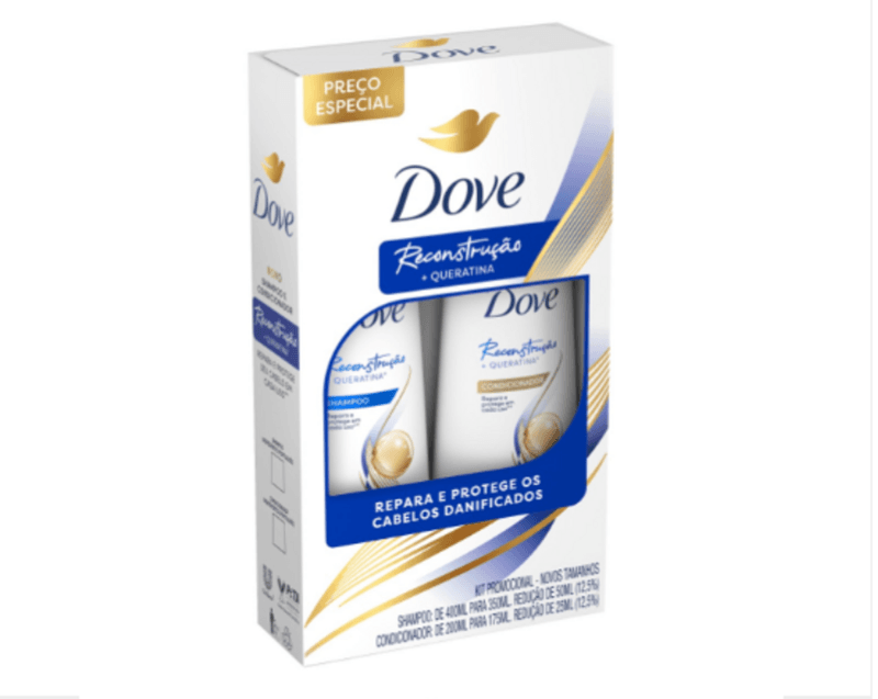 Kit-Promocional-Shampoo-350ml---Condicionador-175ml-Dove-Reconstrucao---Queratina-Preco-Especial