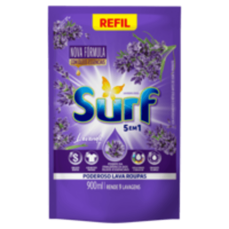 Lava-Roupas-Liquido-Lavanda-Oleos-Essenciais-5-em-1-Surf-Sache-900ml-Refil