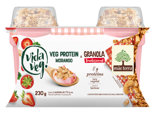 Iogurte Proteico Vida Veg Sabor Morango com Granola Vegano 230g