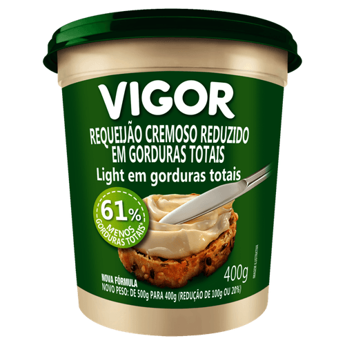 Requeijão Cremoso Reduzido em Gorduras Totais Light Vigor Pote 400g