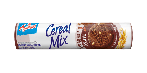 Biscoito Integral Cacau e Cereais Aymoré Cereal Mix Pacote 135g