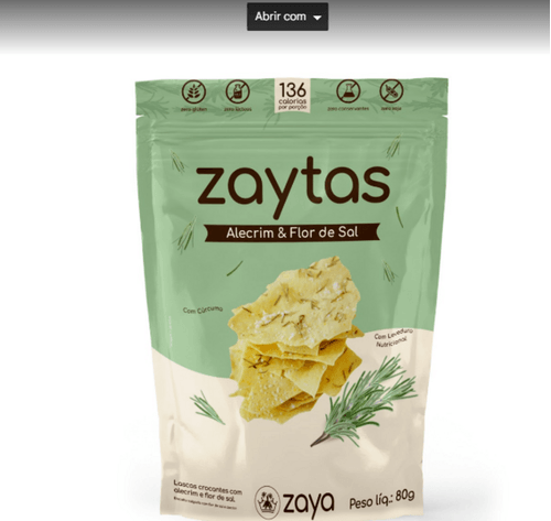 Snack ZAYTAS Alecrim e Flor de Sal Zero Glúten,Zero Lácteos,Zero Soja 80g