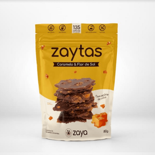 Lascas de Brownie Crocante Caramelo & Flor de Sal Zero Lactose Zaytas Pouch 80g