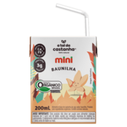 Bebida à Base de Castanha-de-Caju 3g de Proteína Vegetal Orgânica Baunilha A Tal da Castanha Mini Caixa 200ml