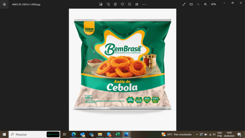 Anéis de Cebola Formatados Empanados Pré-Fritos Congelados Bem Brasil Pacote 1,05kg