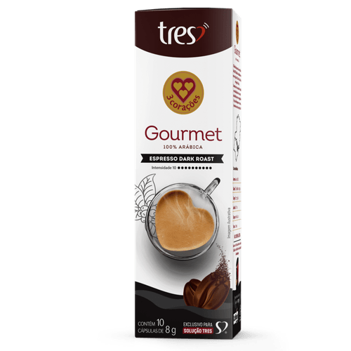 Capsula de Café Espresso Gourmet Dark Roast 3 Corações 10 unid