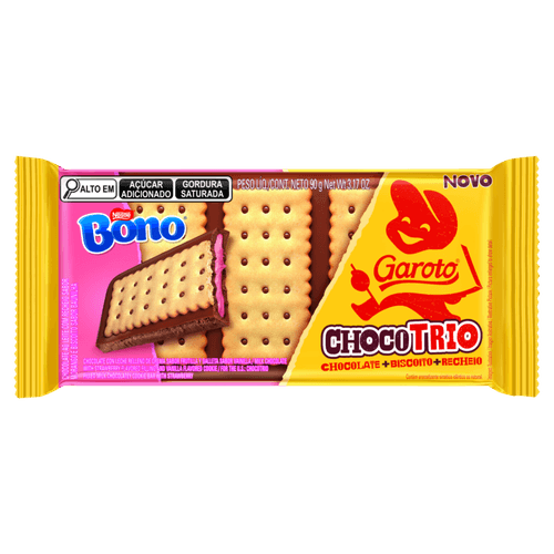 Chocolate Chocotrio Garoto Bono Morango 90g