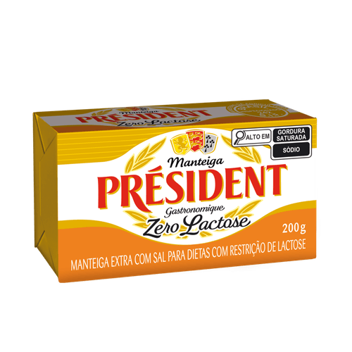 MANTEIGA PRESIDENT 200G-TA EX C/SAL ZERO LACTOSE
