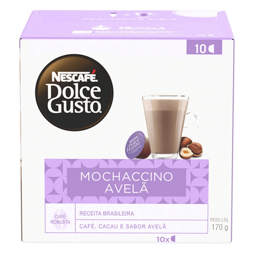 Mistura para Preparo de Bebida à Base de Leite Mochaccino em Cápsula com Café, Cacau e Avelã Nescafé Dolce Gusto Caixa 170g 10 Unidades de 17g Cada