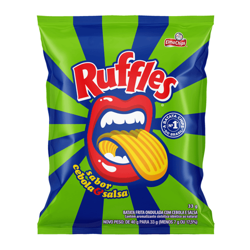 Batata Frita Ondulada Cebola E Salsa Elma Chips Ruffles 33G