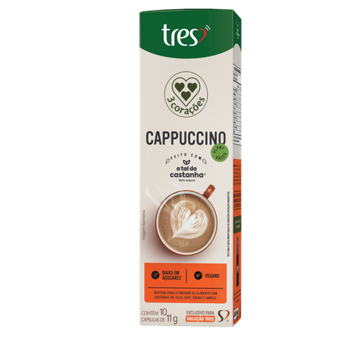 Capsula de Cappuccino Vegano 3 Corações 10 unid