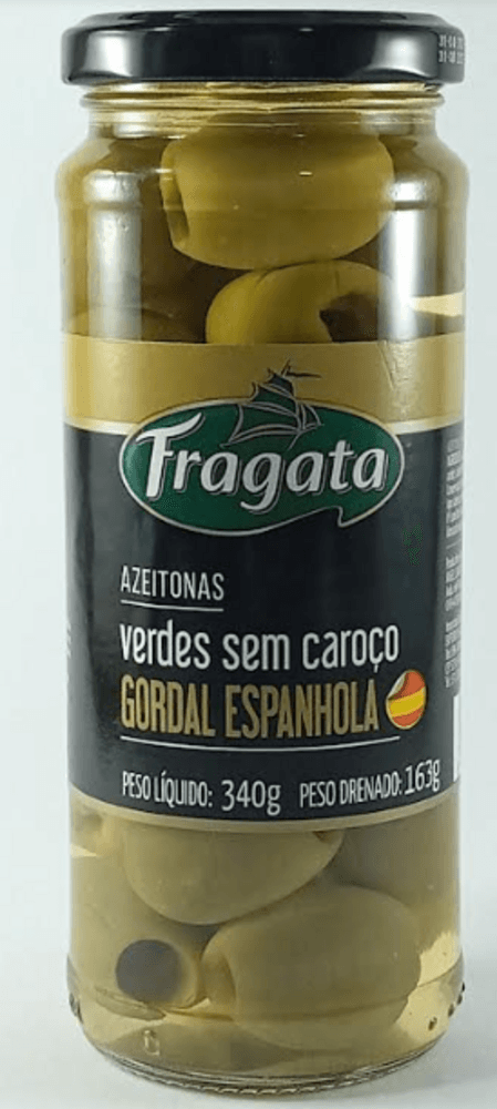 Azeitona-Verde-em-Conserva-Gordal-sem-Caroco-Fragata-Grauda-Premium-Vidro-Peso-Liquido-340g-Peso-Drenado-163g