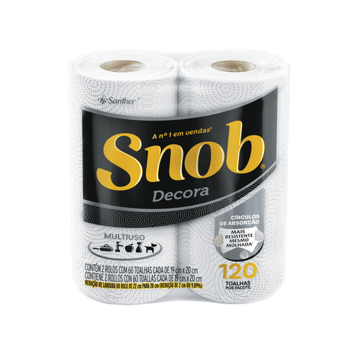 Papel Toalha Snob Folha Dupla Decorada com 120 folhas