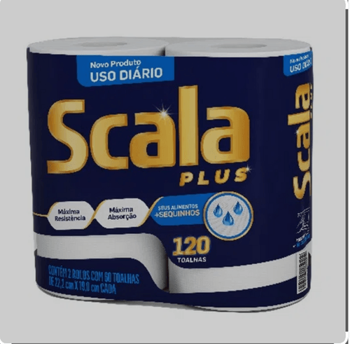 Toalha de Papel Scala Plus 22,2cm x 19cm Pacote 2 Unidades com 60 Folhas Cada