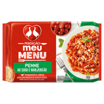 Penne-ao-Molho-Sugo-e-Manjericao-com-Queijo-Mussarela-e-Parmesao-Ralado-Congelado-Perdigao-Meu-Menu-Pacote-300g