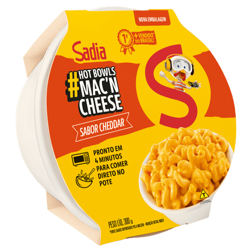 Mac'n Cheese Cheddar Sadia Hot Bowls Pote 300G
