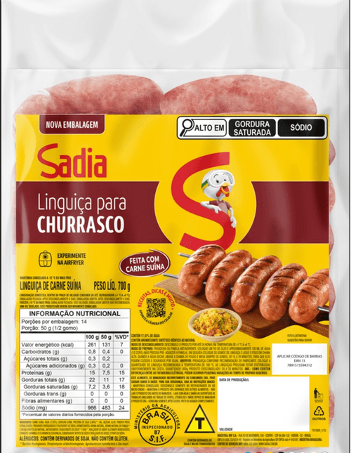 Linguiça Suína Churrasco Sadia Congelado 700g