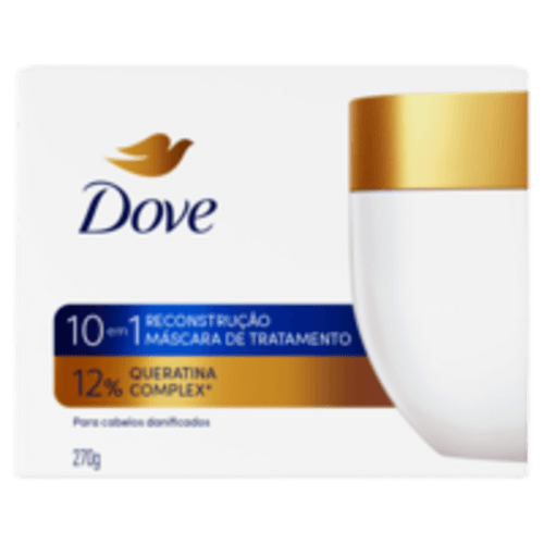 Máscara de Tratamento 12% Queratina Complex 10 em 1 Dove Reconstrução Caixa 270g