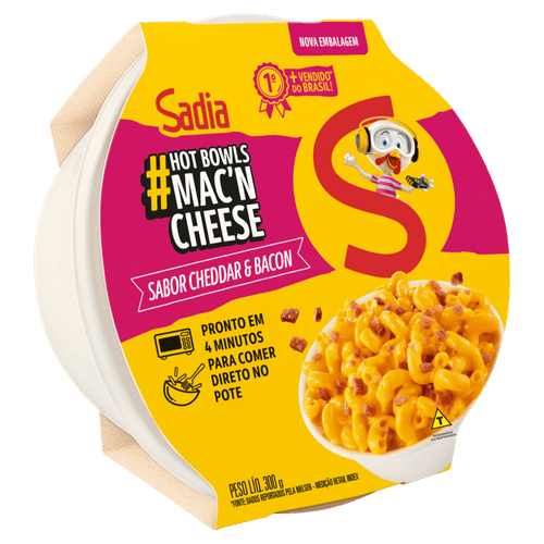 Mac'n Cheese Cheddar&Bacon Sadia Pote 300G