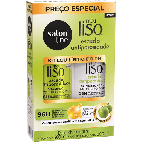 KIT SALON-L M-LISO SH+CO 300+200ML  ESCUDO ANTIPOROSIDADE