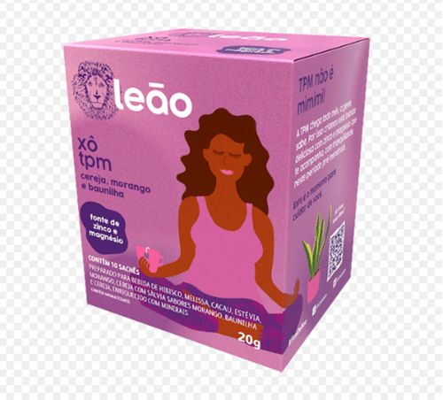 Preparado para Bebida Chá Xô TPM Hibisco, Melissa, Cacau, Estévia, Morango, Cereja com Sálvia e Baunilha Leão Fases Caixa 20g 10 Unidades
