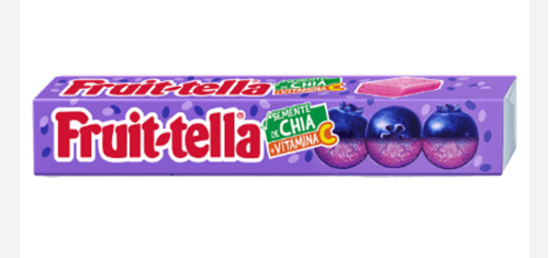 Bala Mastigável Mirtilo com Semente de Chia + Vitamina C Fruit-Tella Pacote 40g 10 Unidades