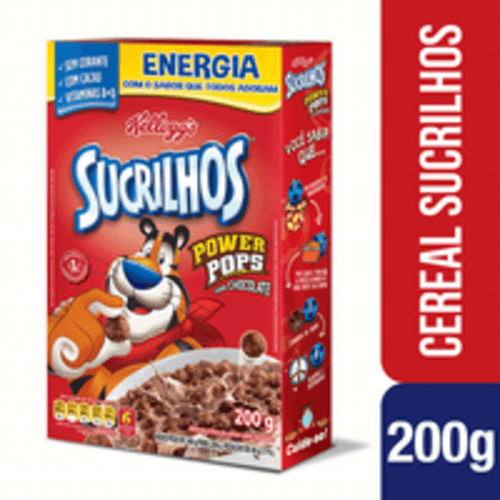 Alimento à Base de Cereal Matinal Chocolate Kellogg's Sucrilhos Power Pops Caixa 200g