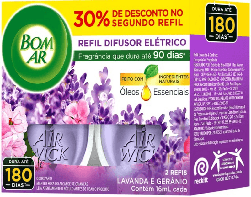 Difusor-Eletrico-Bom-Ar-Lavanda-e-Geranio-Refil-Liquido-2x16ml
