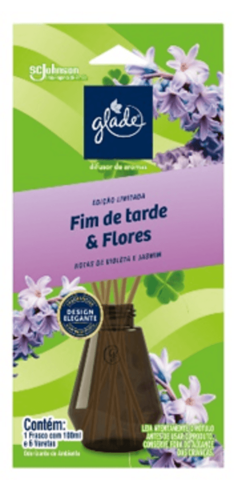 Odorizante-de-Ambiente-Difusor-de-Aromas-Fim-de-Tarde---Flores-Notas-de-Violeta-e-Jasmim-Glade-Caixa-100ml-Edicao-Limitada