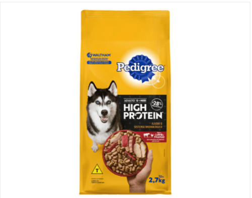 Alimento 100% Completo e Balanceado para Cães Adultos Carne e Frango Pedigree High Protein Pacote 2,7kg