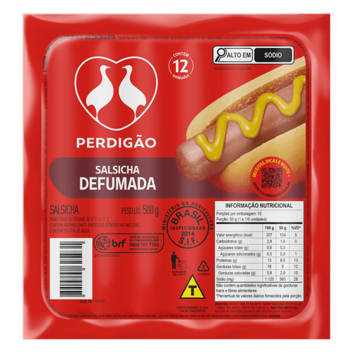 SALSICHA DEFUMADA PERDIGAO 500G-PC RESFRIADA