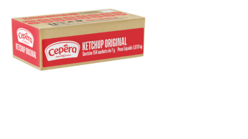 Ketchup Original Cepêra Caixa 1,078kg 154 Unidades 7g Cada