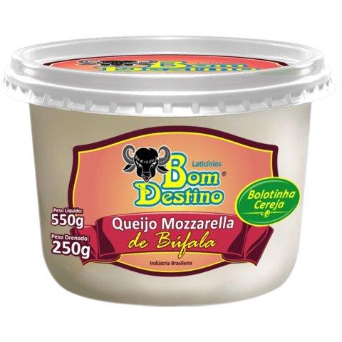 Queijo Mussarela de Búfala Bola Grande Bom Destino Peso Líquido 550g Peso Drenado 250g