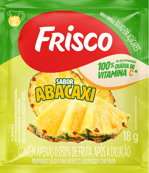 Refresco em Pó Abacaxi Frisco Pacote 18g