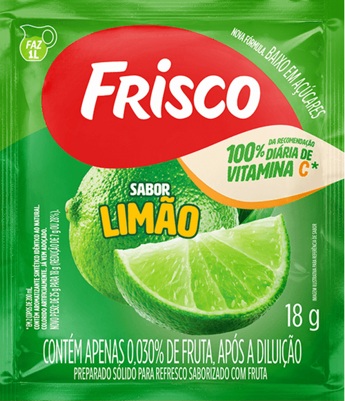 Refresco em Pó Limão Frisco Pacote 18g