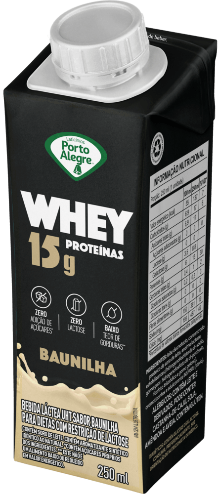 Bebida Láctea Porto Alegre Whey 15g Proteína Baunilha 250ml