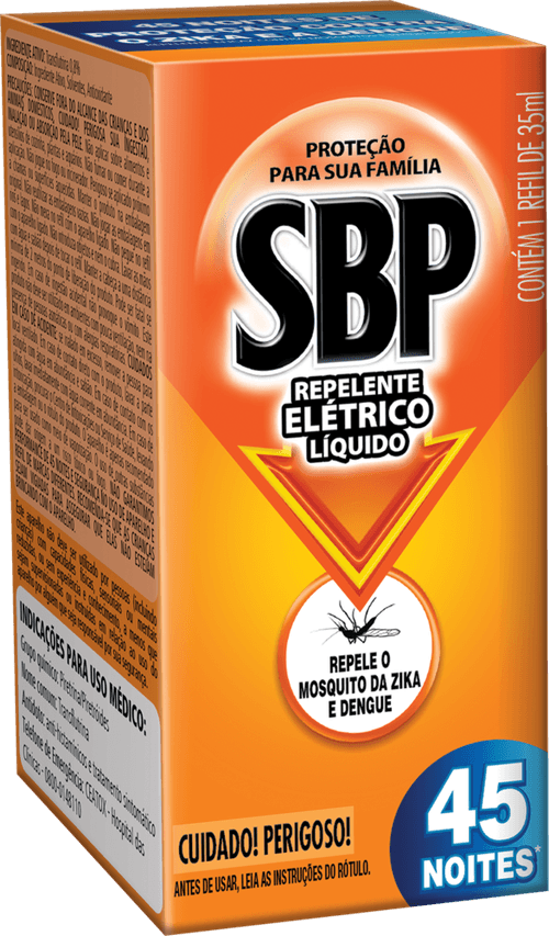 Repelente Elétrico Líquido SBP 45 noites Refil 1 unidade 35ml