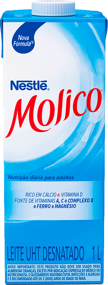 Leite UHT Desnatado Molico Caixa com Tampa 1l