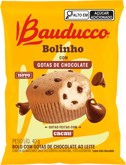 Bolinho Recheio Gotas de Chocolate Bauducco Pacote 40g