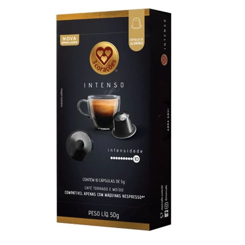 Capsula de Café Intenso Compativel com Nespresso 3 Corações 10 unid