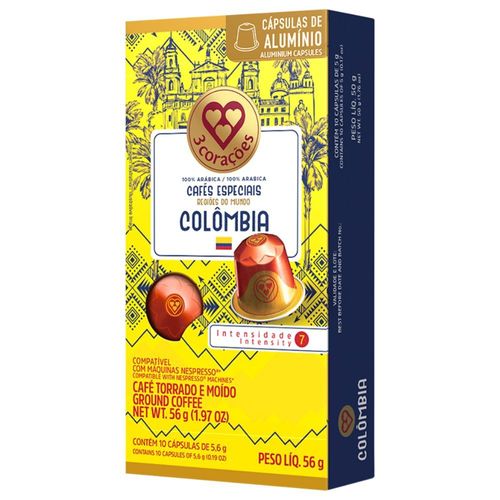 Café em Cápsula Expresso Colômbia 3 Corações 56g