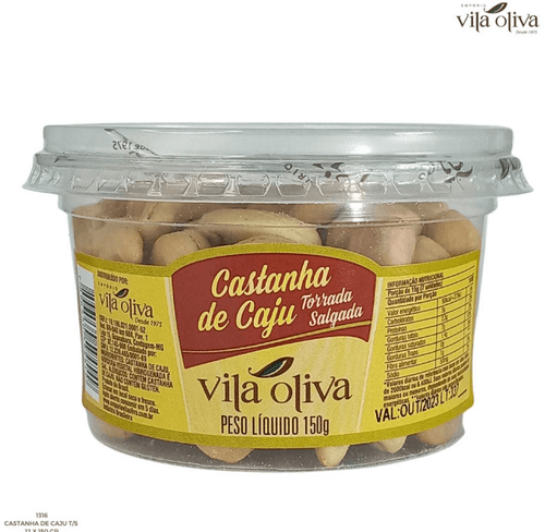 CASTANHA DE CAJU TORRADA E SALGADA VILA OLIVA POTE 150 GRAMAS