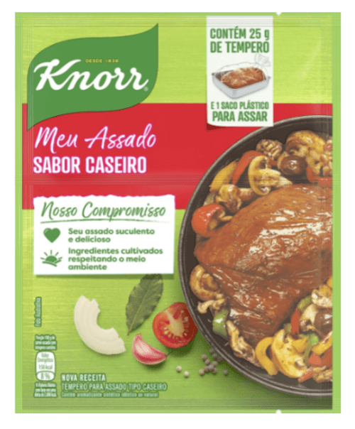 Tempero Pó para Assado com Alho, Cebola e Cúrcuma Caseiro Knorr Meu Assado Pacote 25g