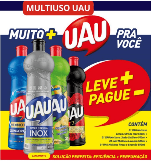 Kit Uau M-Uso 4x500ml Inox Limão Lavanda e Rosas Leve mais Pague Menos