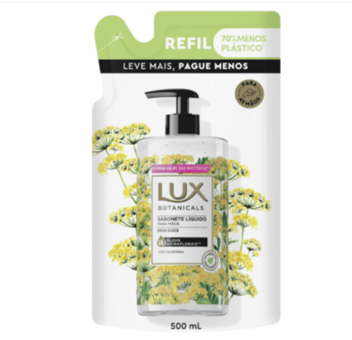 Sabonete Líquido para as Mãos com Glicerina e Óleos Hidraflorais Erva-Doce Lux Botanicals Sachê 500ml Refil Leve Mais Pague Menos
