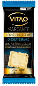 Chocolate-Branco-com-Cookies-and-Cream-Cacau-sem-Adicao-de-Acucar-para-Dietas-de-Ingestao-Controlada-de-Acucares-Vitao-Marcante-Pacote-70g